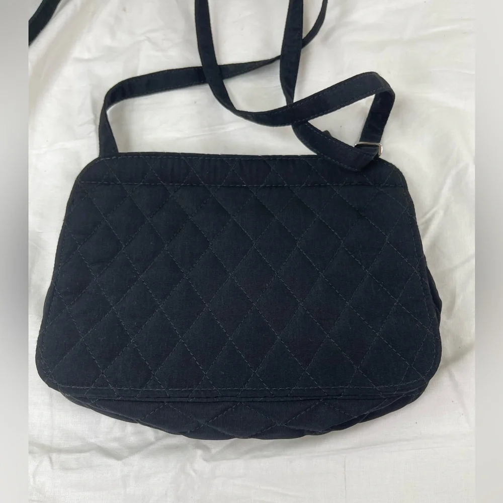 Vera Bradley Quilted Black Crossbody Bag with Polka Dot Interior